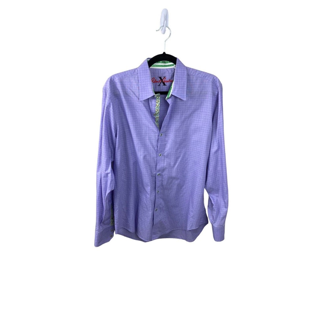 Robert Graham Purple Long Sleeve Placket Cuff Detail Cotton Shirt Size M